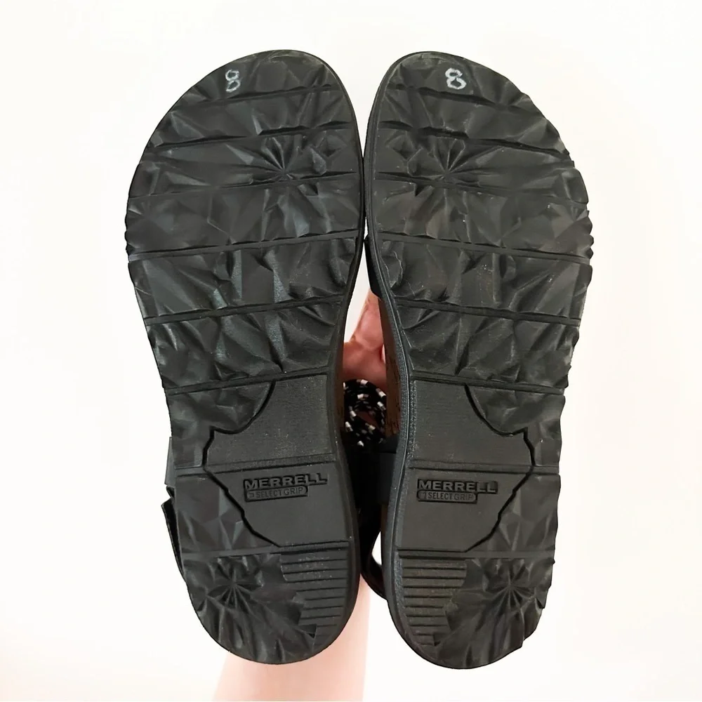 Merrell Women's Black White Around Town Sunvue Woven Strappy Sandals sz 8